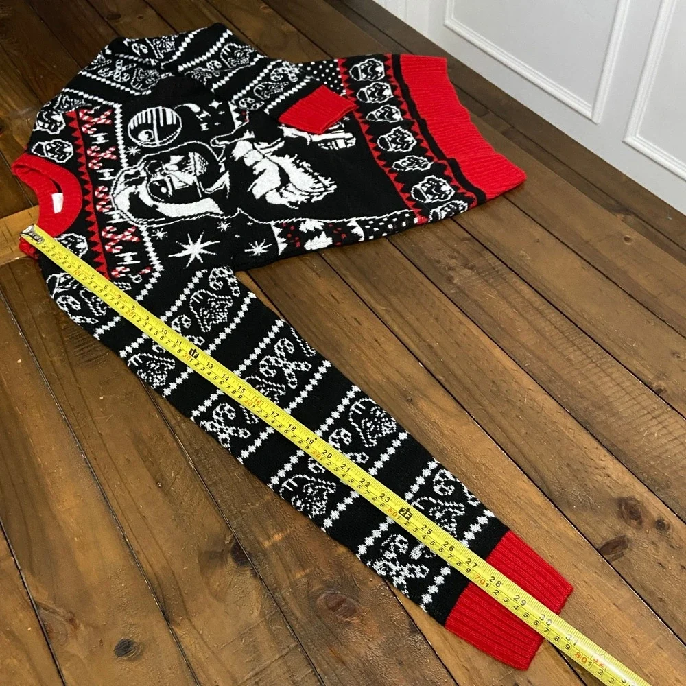 Star Wars Darth Vader Christmas Sweater Mens Large Black Red Fair Isle Knit